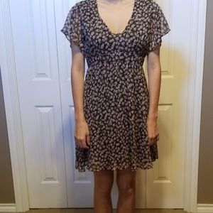 Black Summer dress with pink Flowers